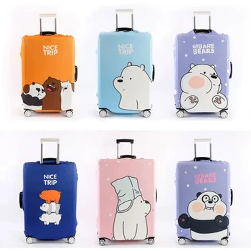 Capa protetora para bagagem com estampa de urso, capa à prova de poeira, carrinho, tecido elástico, acessórios de viagem