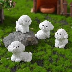 Figurki miniatury uroczy pies biały Bichon Frise ozdoby mikropejzażowe do dekoracji domu wystrój do pokoju akcesoria na biurko
