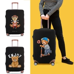 Bear Doll Pattern Luggage Cover Elastic Protective Cover Matatanggal Protective Cover Dust-proof Angkop para sa 18-32 Inch Luggage