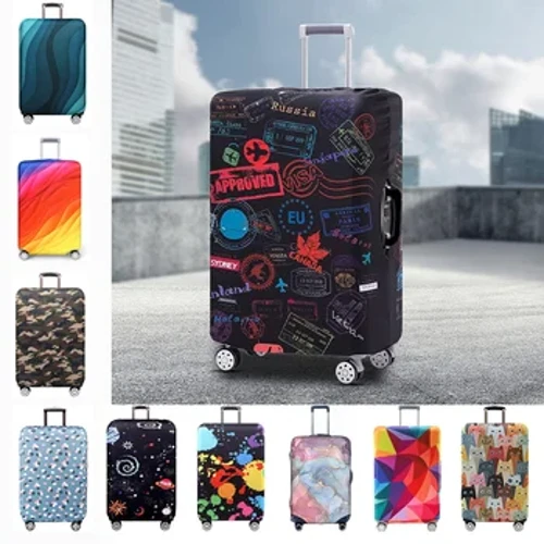 Dicke, elastische Gepäckschutzhülle mit Weltkarten-Design, Reißverschluss, passend für 18-32 Zoll große Taschen, Kofferabdeckungen, Trolley-Abdeckung, Reisezubehör