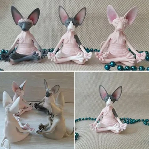 Thiền Yoga Vui Mèo Hay Thay Đổi Phật Nhân Sư Mèo In Hình Hoa Lá Art Deco Điêu Khắc Ngoài Trời Sân Vườn Tượng Hình