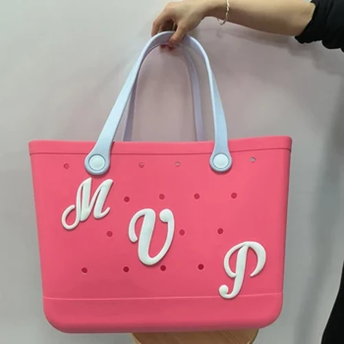 Mea hoʻonani no ka ʻeke ʻeke Bogg keʻokeʻo ʻeke ʻeke ʻeke keʻokeʻo ʻeke Kapena Pelekane Lettering Beach Tote ʻeke Rubber Beach ʻeke hoʻopilikino DIY