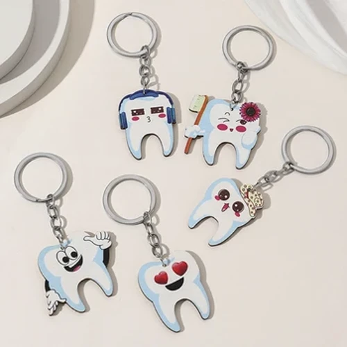 Slatka Tooth Shape Key Privjesak Torba Dodaci Auto Dodaci Slatki stil Slušalice Navlaka Dekoracija Kreativnost