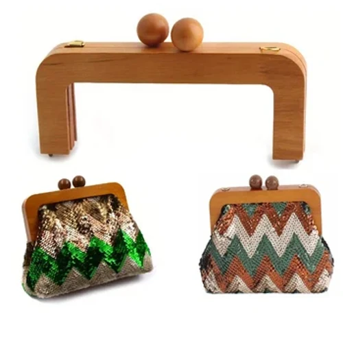 1PC/2PCS Wooden Handle Wallet Frame Camel Solid Wood DIY Hand Sewing Handle Accessories Suitable for Retro Bags Evening Bags