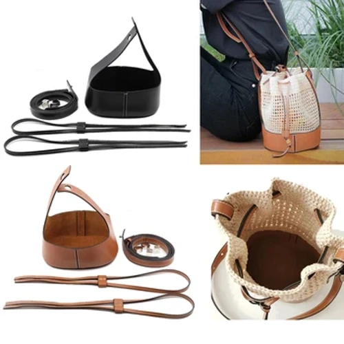 Sac à main fait à la main avec bandoulière, ensemble de sacs tissés, sacs seau à cordon creux, sac à dos en cuir avec ceinture inférieure, ensemble de 7 pièces