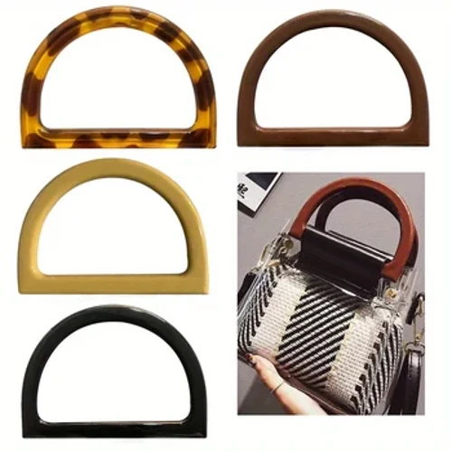2PCS 12x8.5cm D-shaped na acrylic na hawakan Hands ng bag ng babae, buhangin mahirap habi, hawakan ng bag na gawa sa kamay ng DIY, straw na hawakan ng bag