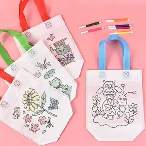 20 ks DIY taštičky na omalovánky s popisovači Tašky na karnevalovou párty pro děti Mini nákupní tašky z netkané textilie