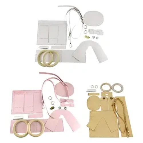 Kit de fabrication de sacs à bandoulière en cuir PU, 1 ensemble, accessoires de sac seau à nœud, projets d'artisanat tissés à la main pour débutants, couture de sacs à main