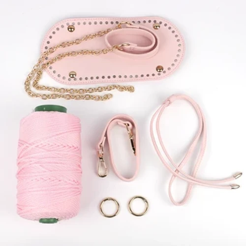 6Pcs/Set bag llaw lledr PU Gyda Gwau edafedd wlân wedi'u gwneud â llaw strap ysgwydd bag gwehyddu set DIY gwau bag crosio Affeithwyr