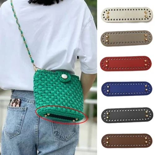 Women Shoulder Solid Color Bag Bottom Oval Bag Bottom PU Rivet Bag Bottom Strong Durable Multi-colored For Knitting Bags DIY