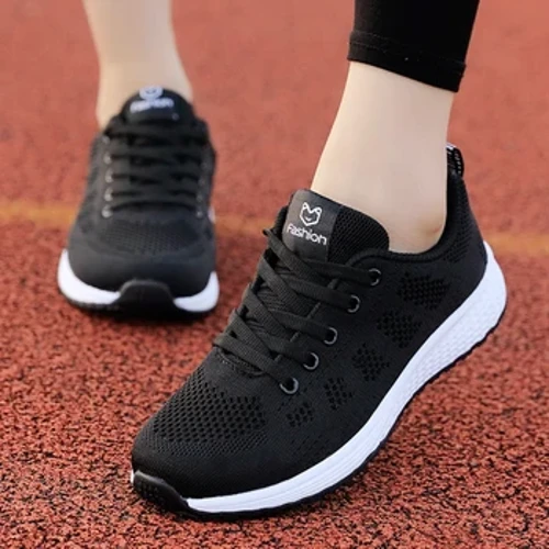 Thoáng Khí Nữ Chạy Bộ Nhẹ Chống Trơn Trượt Nữ Thể Thao Ngoài Trời Mềm Giày Sneaker Nữ Phối Ren Quần Vợt Thời Trang