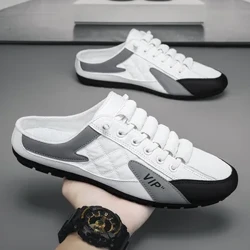 Yaz 2023 Erkekler için Yarım Terlik Trendy erkek Düz Tabanlı Rahat Ayakkabılar Yumuşak Taban Destek Ayakkabı erkek Spor Ayakkabı Zapatos De Hombre
