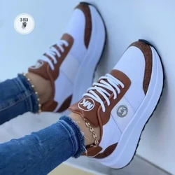 2024 Donne Vulcanize Scarpe Moda Tenis Scarpe Da Ginnastica Lace-Up Traspirante Sport Zeppe Piattaforma Calzature Femminili Delle Signore Scarpe Casual