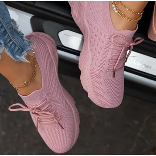 Zapatillas De Mujer, calcetines informales transpirables para Mujer, zapatos con cordones, zapatos planos para Mujer, Zapatillas vulcanizadas para correr De primavera para Mujer