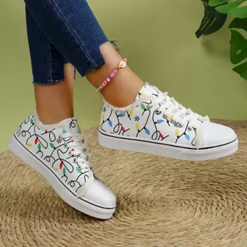 Primavera nuove donne Cartoon Graffiti scarpe di tela casual Moda stringate donna sneakers traspiranti con punta rotonda femminile leggera