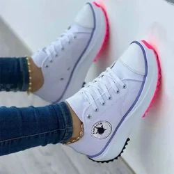 Zapatos deportivos de marca de alta gama para mujer, cómodos y transpirables zapatos de lona para mujer, zapatos informales planos con cordones para mujer 2023