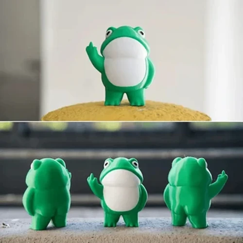 Rebellious Frog Figurine Katak Lucu Patung Taman Jari Tengah Ornamen Katak Mini Resin Frog Figurine untuk Dekorasi Taman Peri