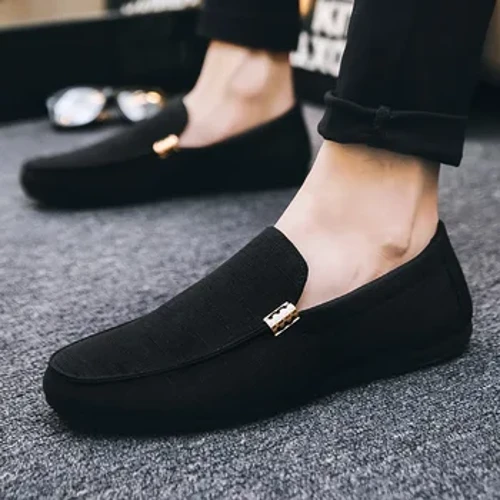 Menn Fritidssko Canvas Slip On Mote Loafers for Mann Luksuskjole Kjøresko Formell bryllupsfest Leiligheter Plus Size
