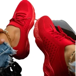 Chaussures pour femmes baskets femmes mode à lacets plate-forme décontracté plat maille Sport femme toile vulcaniser chaussures grande taille 35-43