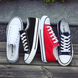 Viatu vya Burudani kwa Wanaume Viatu vya Sneaker Misimu Nne Vinavyopumua Viatu vya Lace-up vya Chini Msaada Viatu vya Bodi ya Couple Canvas 2023