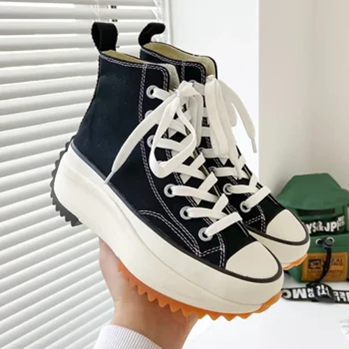 Sneakers Platfform Uchaf Uchel i Ferched yr Hydref Sêr Hyfforddwyr Cynfas yn Rhedeg Esgidiau Chwaraeon Sneakers Tennis Cerdded Trwchus Achlysurol 42