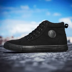 High Top Canvas Herresko Komfort Herre Vulkansko Mode Luksus Mænd Fritidssko Åndbar Sneaker Mand Erkek Ayakkabı