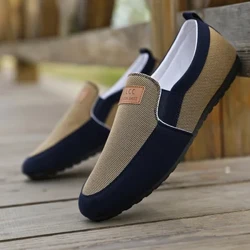 Sepatu kanggo Pria Kasual Slip on Loafers Plus Ukuran Breathable Canvas Driving Shoes Kantor Walking Flats Non Slip Moccasins
