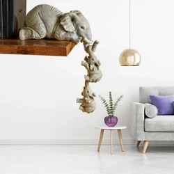 3 Pcs/set Cute Elephant Hug Baby Doll Resin Handicraft Decorative Home Decor Gift Decorative Figurines Miniatures Accessories
