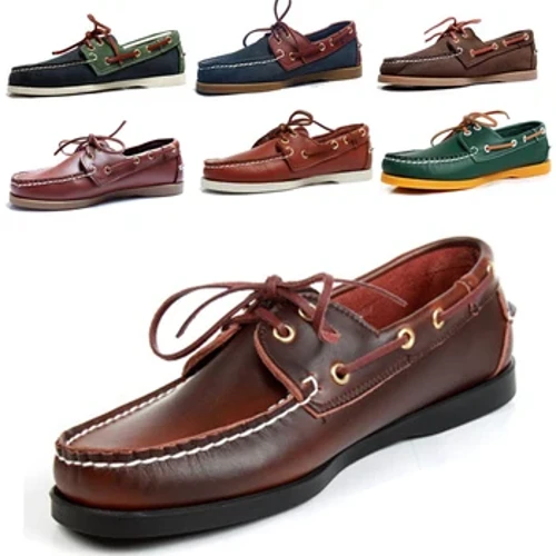Erkek Rahat Hakiki Deri Dockside Güverte Lace Up Moccain Tekne Ayakkabı Loafer'lar Erkekler Sürüş Moda Kadın Ayakkabı Şarap Kırmızı