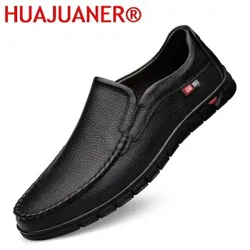 Herre loafers Slip On Boat Sko Læder Fritidssko Mænd Letvægts Gå Køre Fodtøj Formelt kontor Mænd Udendørs lejligheder