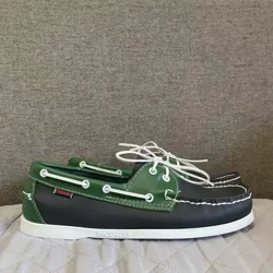 Dynion Lledr Gwirioneddol Homme Esgidiau Dociau Dilys - Esgidiau Cychod Moc Toe Lledr Premiwm AC352