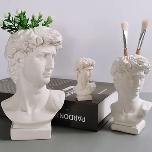 Mitologi Yunani Figurine David Kepala Potret Dada Mini Gypsum Patung Praktek Menggambar Kerajinan Plester Patung Nordic Dekorasi