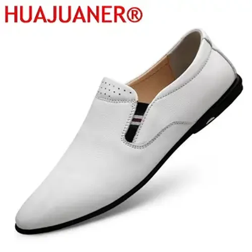 Ama-White Loafers Amadoda Izicathulo Zesikhumba Zangempela Amadoda Ama-Moccasins Izicathulo Zesikebhe Zishelela ku-Mens Ukushayela Izicathulo I-Loafer Soft Luxury Brand Male Flats