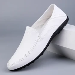 Luksus læder mænd sko Casual 2023 italienske bløde mænd Loafers Håndlavede mokkasiner åndbare Slip on Boat sko Zapatos Hombre