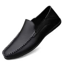 Da Thật Nam Giày Sang Trọng Trang Trọng Nam Cho Nữ Mộc Mạch Trà Ý Thoáng Khí Slip On Nam Thuyền Plus Size 46 47