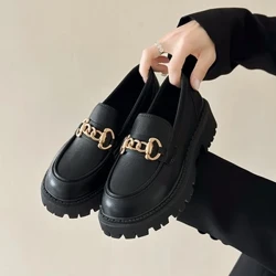 loafers Esgidiau Merched Merched Ffasiwn Mary Janes Fflatiau Toe Crwn Loafers Platfform Rhydychen Bwcl Cadwyn Metel Achlysurol Sodlau Merched