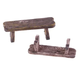 2pcs Cadair Pren Mini Stôl Tylwyth Teg Gardd Miniatures Addurn Cwpl Mainc Gweithredu ffiguryn DIY Doll Tai Accesories