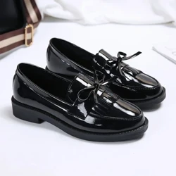 Zenan aýakgaplary Patent deri aýallar Loafers Iňlis Tassel tötänleýin aýal tekiz aýakgaplar Bowknot ownuk deri aýakgaplary rahat Zapatos