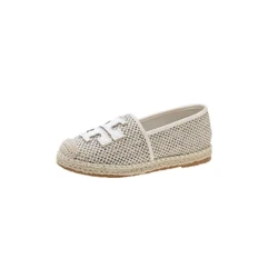 Chaussures de pêcheur en paille, les paresseux portent des chaussures simples en lin, mocassins décontractés à la mode, chaussures de loisirs à fond plat, chaussures à pois, bout rond