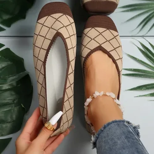 Neue Damenschuhe im Herbst, flache Schuhe, gemischte Farben, gestrickt, zum Reinschlüpfen, atmungsaktive Ballettschuhe, Freizeitschuhe, Damen, Designer-Loafer, Damen-Sneaker