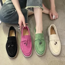Sport Kvinnor Flats Skor 2023 Ny trend Vår Höst Plattform Mocka Loafers Skor Fritidskläder Dam Promenad Halkfri Chaussure Femme