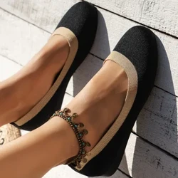 2024 Loafers Damen Flats Casual Strickschuhe Faarf Matching flaach Buedem Komfort Non Rutsch Atemschuhe Schong Zapatos