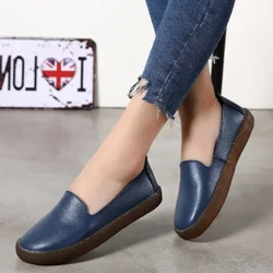 Flats Dam Skor Loafers Äkta läder Dam Flats Slip On Dam Loafer Dam Mockasiner Sko Plus storlek 35-43