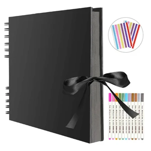 ZK20 80 ʻAoʻao ʻEleʻele Puke Hoʻomanaʻo DIY Photo Albums Scrapbook Cover Kraft Album Nā makana lā hoʻomaha lā hānau.