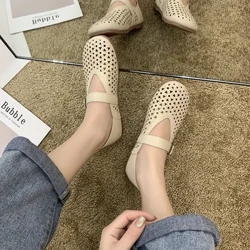 Wahine Hollow Out Buckle Dekoʻo Mary Jane Flats Retro ʻoluʻolu ʻoluʻolu ʻoluʻolu Slip ma ka palupalu-Sole Loafers Hollow Out Poʻe Puni wāwae Ballet