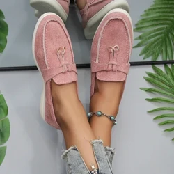 Nya Dam Loafers Slip on Dam Flats Märke Hög kvalitet vår Höst Casual Flat Shoes Läder Cashmere Singelskor