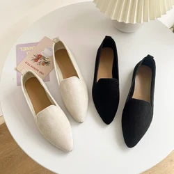 2022, modische Slipper zum Hineinschlüpfen, atmungsaktive Stretch-Ballerinas, flache Damenschuhe, weiche Unterseite, spitze Zehenpartie, Bootsschuhe, Übergröße 43