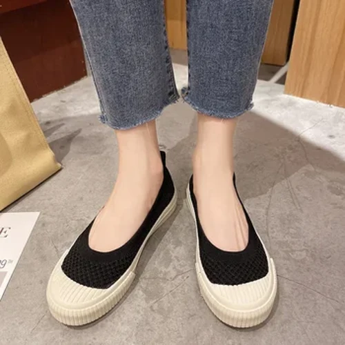 Flache Öffnung, lässige Damenschuhe Slipper mit runder Spitze, Damenschuhe, Halbschuhe mit Fell, weich, neu, zum Hineinschlüpfen, Sommer-Mokassin, Freizeitschuhe
