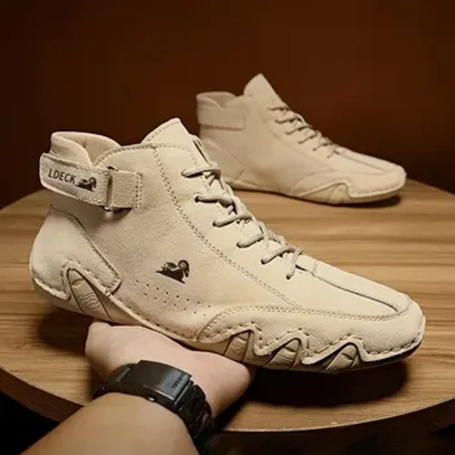Esgidiau Ffêr ar gyfer Dynion Ysgafn Awyr Agored Esgidiau Lledr Achlysurol Gaeaf Moethus Esgidiau Dynion Esgidiau Eira Gwryw dal dŵr 2023 Sneakers Top Uchel