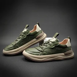 Sneakers Fflat o Ansawdd Uchel gydag Esgidiau Lledr Ddiffuant ar gyfer Dynion Esgidiau Achlysurol Awyr Agored Awyr Agored Dynion Llwyfan Esgid Tenis Masculinos